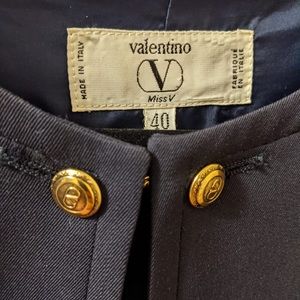 Valentino Miss V cropped navy blazer